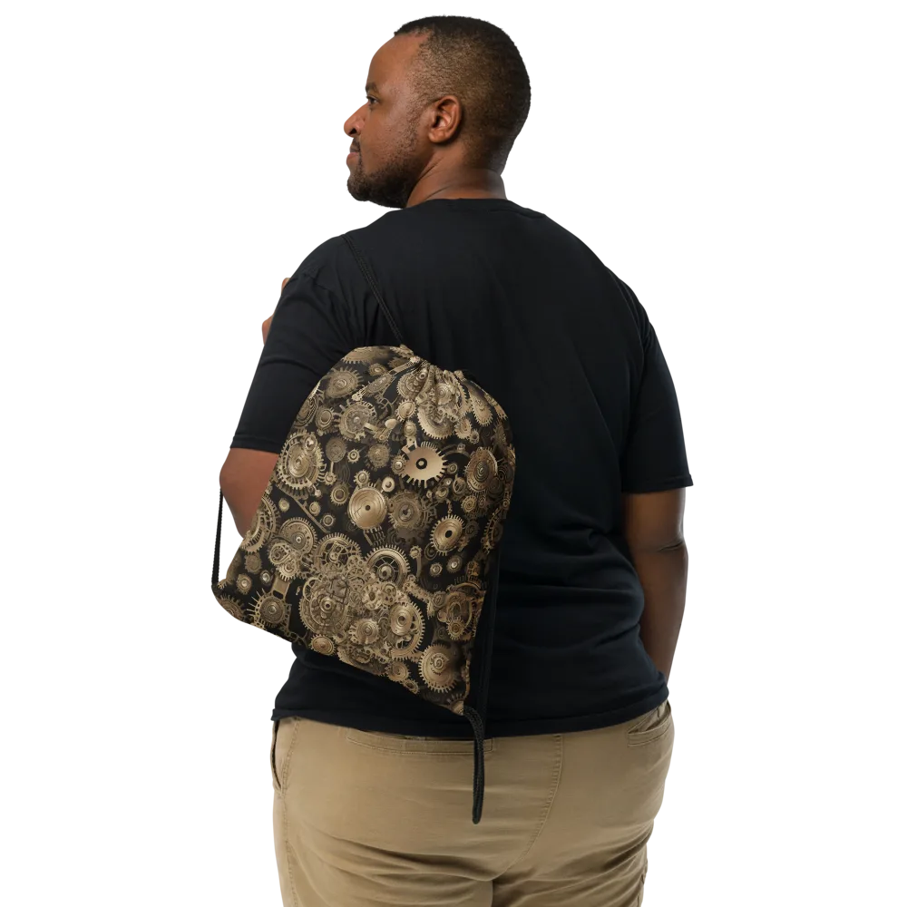 Brasswork Bloom on Drawstring Bag — Front