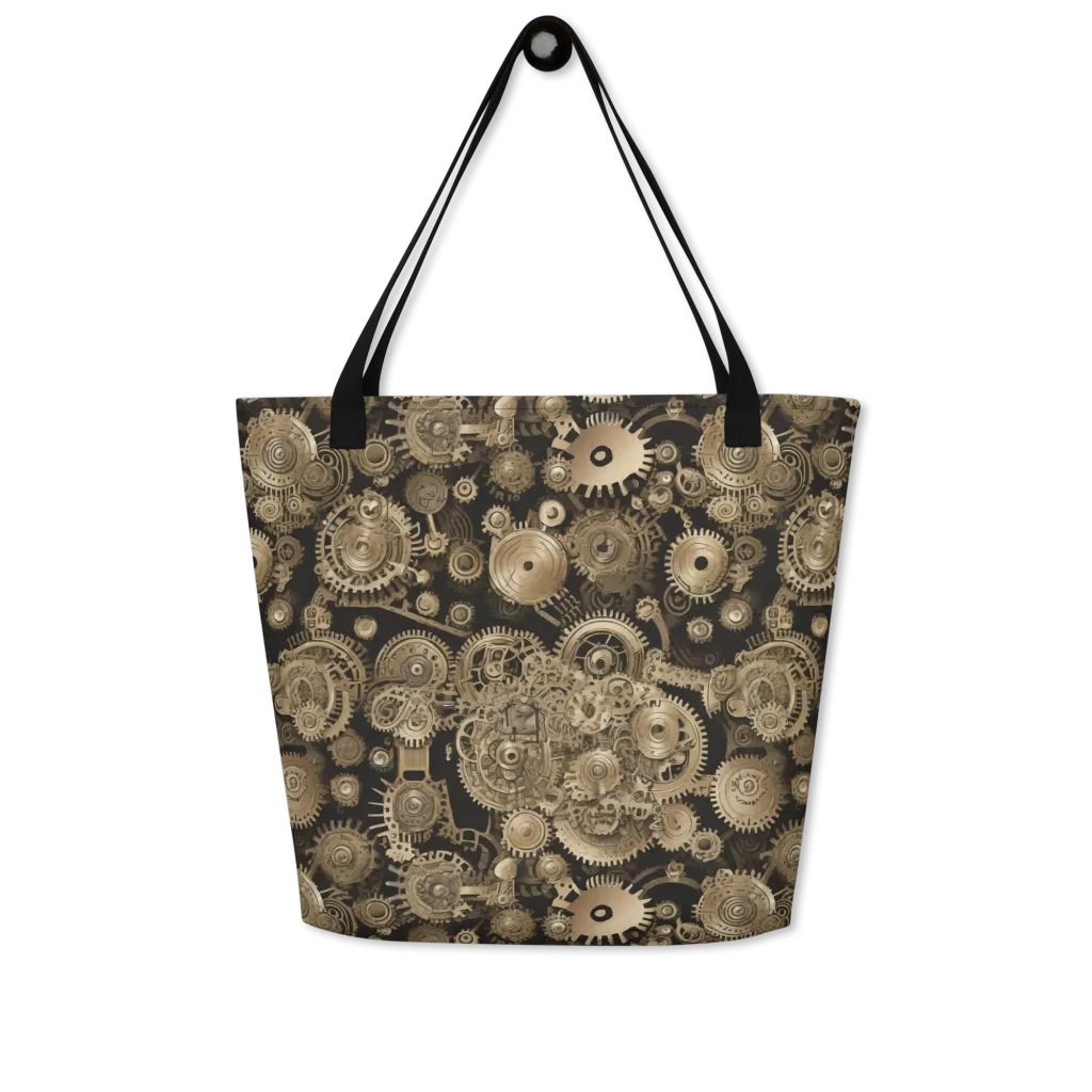 Brasswork Bloom on Large Tote Bag W/ Pocket — Front