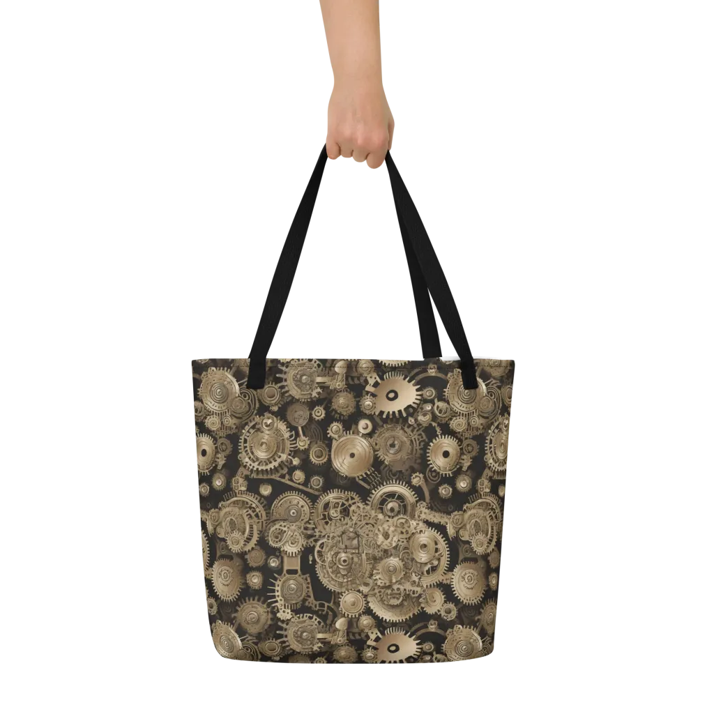 Brasswork Bloom on Large Tote Bag W/ Pocket — Front