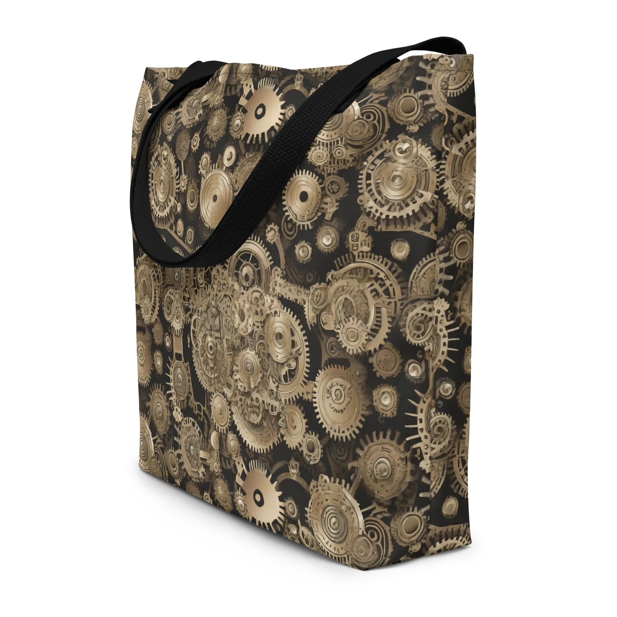 Brasswork Bloom on Large Tote Bag W/ Pocket — Front