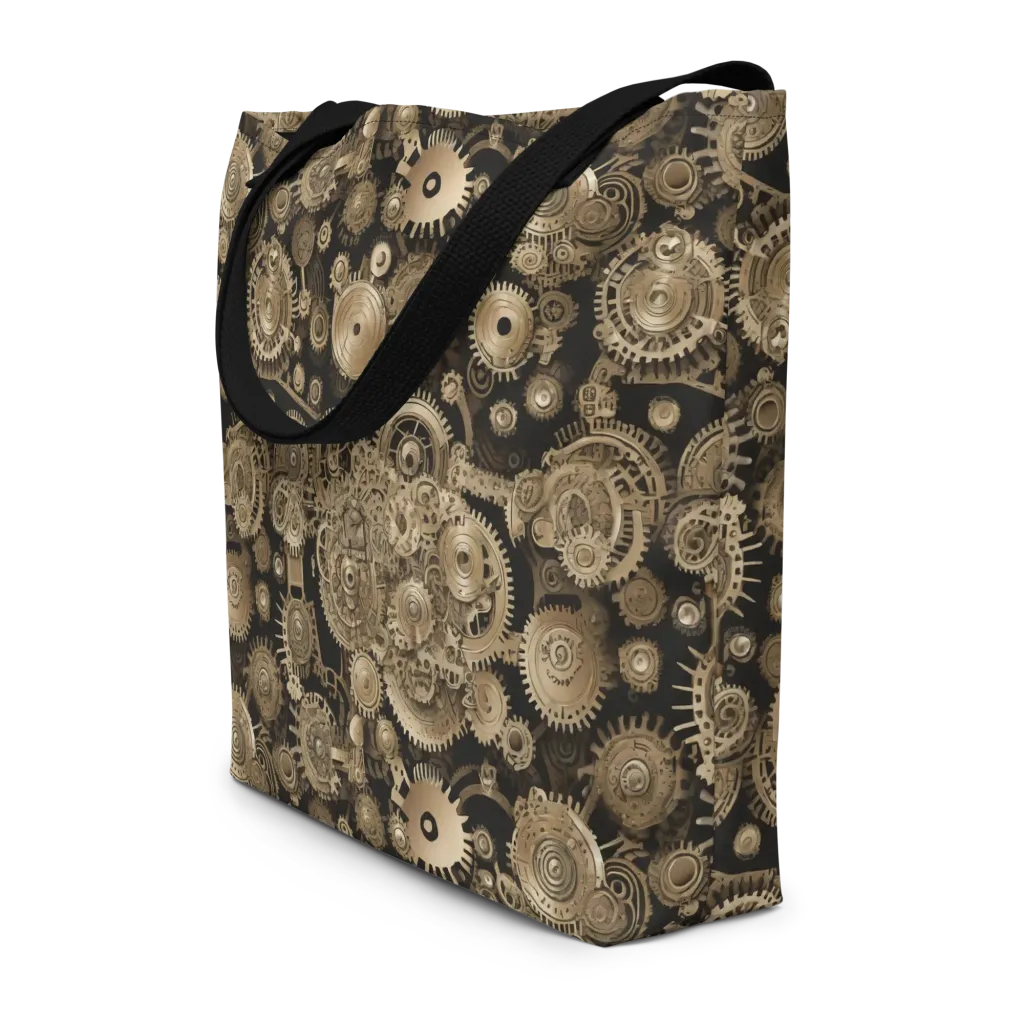Brasswork Bloom on Large Tote Bag W/ Pocket — Front