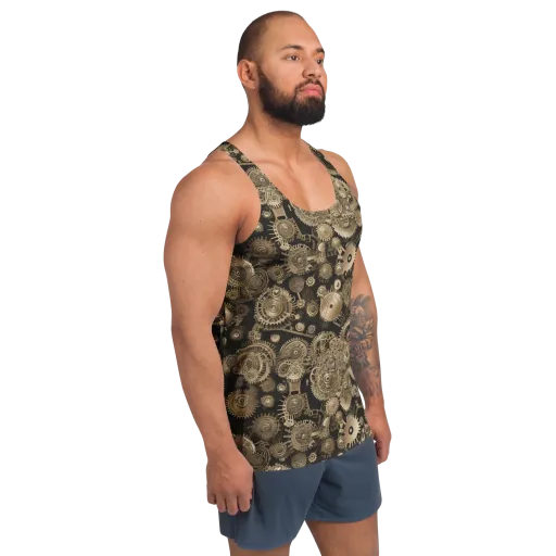 Brasswork Bloom on a Men's Tank Top