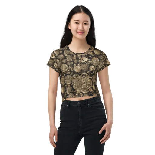Brasswork Bloom on a Crop Tee