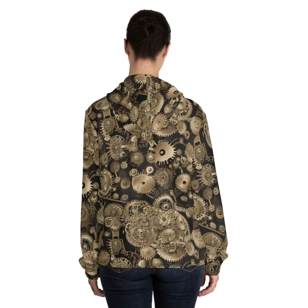 Brasswork Bloom on Women's Full-Zip Hoodie — Back On Person
