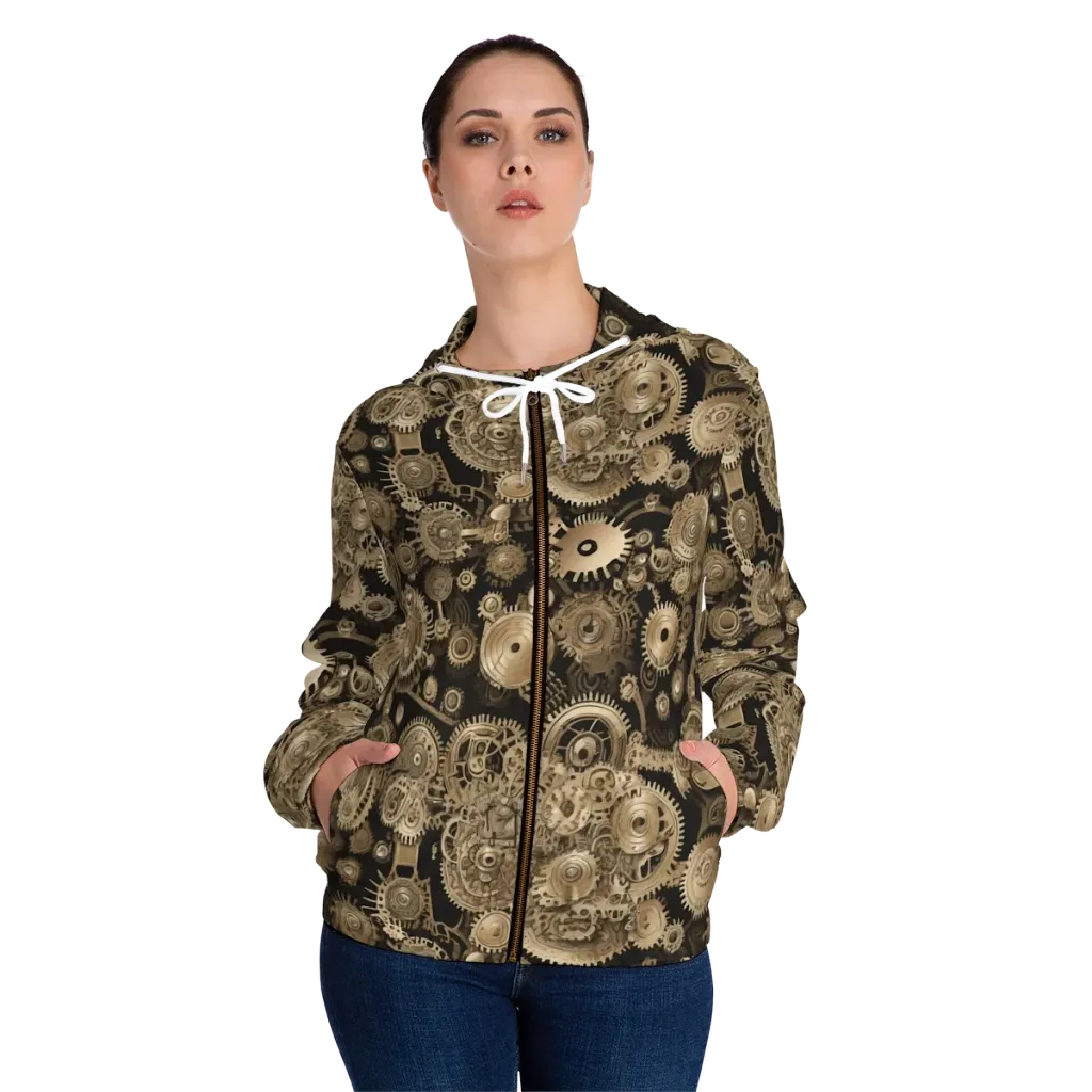 Brasswork Bloom on Women's Full-Zip Hoodie — Front On Person