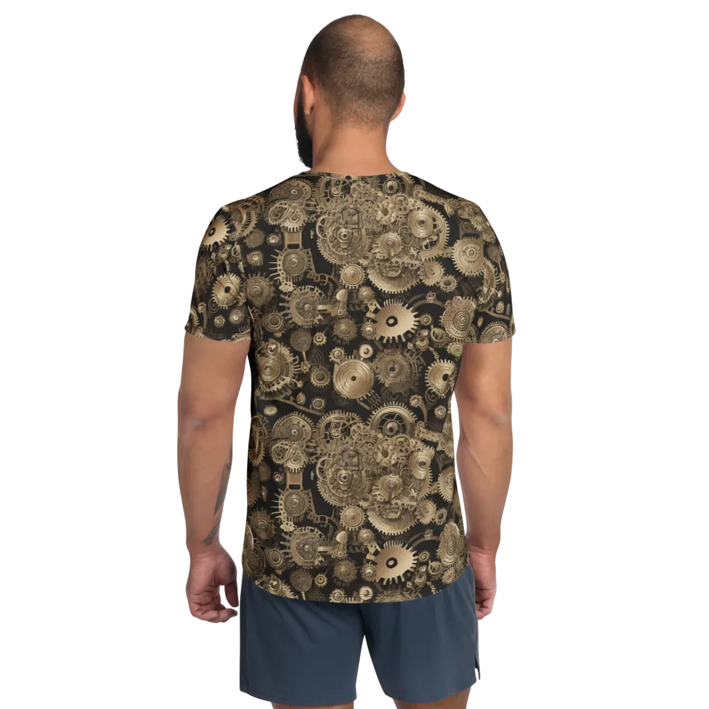 Brasswork Bloom on Men's Athletic T-Shirt — Back