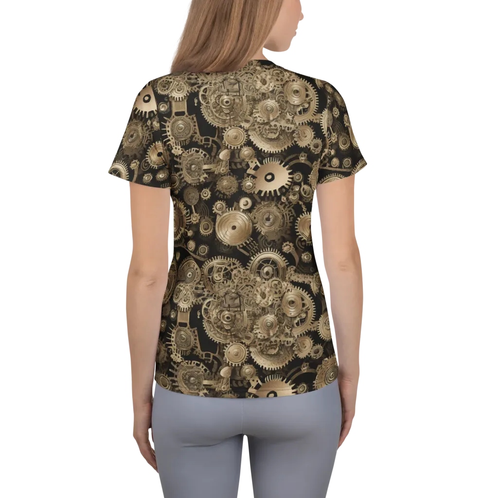 Brasswork Bloom on Women's Athletic T-Shirt — Back
