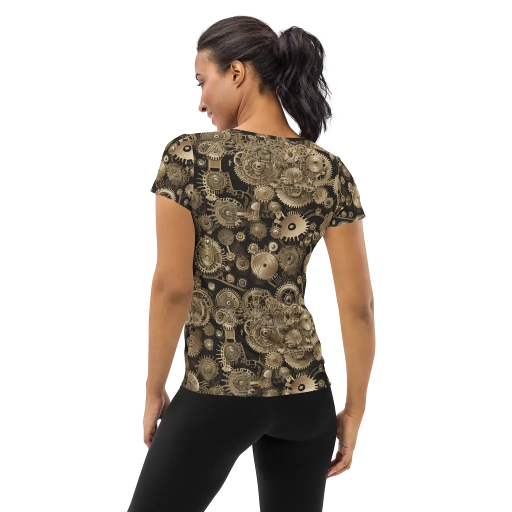 Brasswork Bloom on Women's Athletic T-Shirt — Back