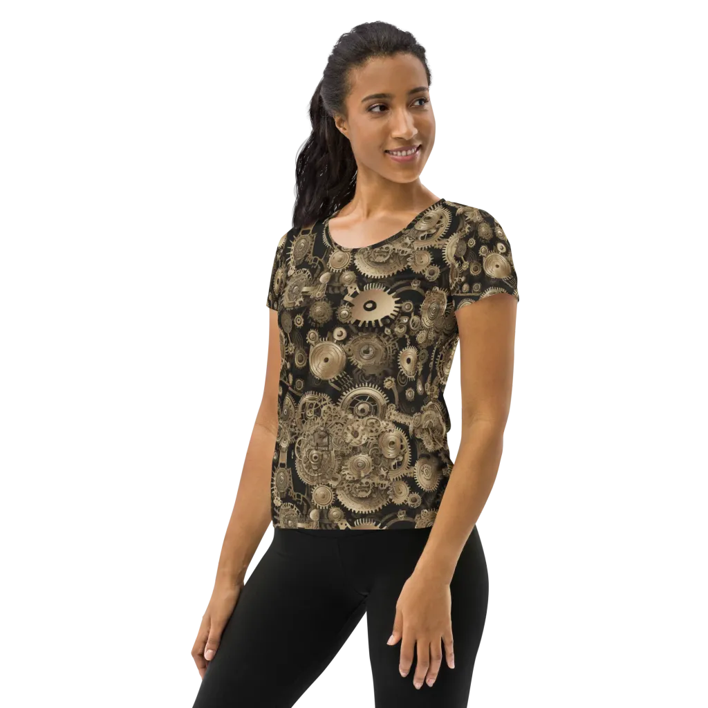 Brasswork Bloom on Women's Athletic T-Shirt — Left