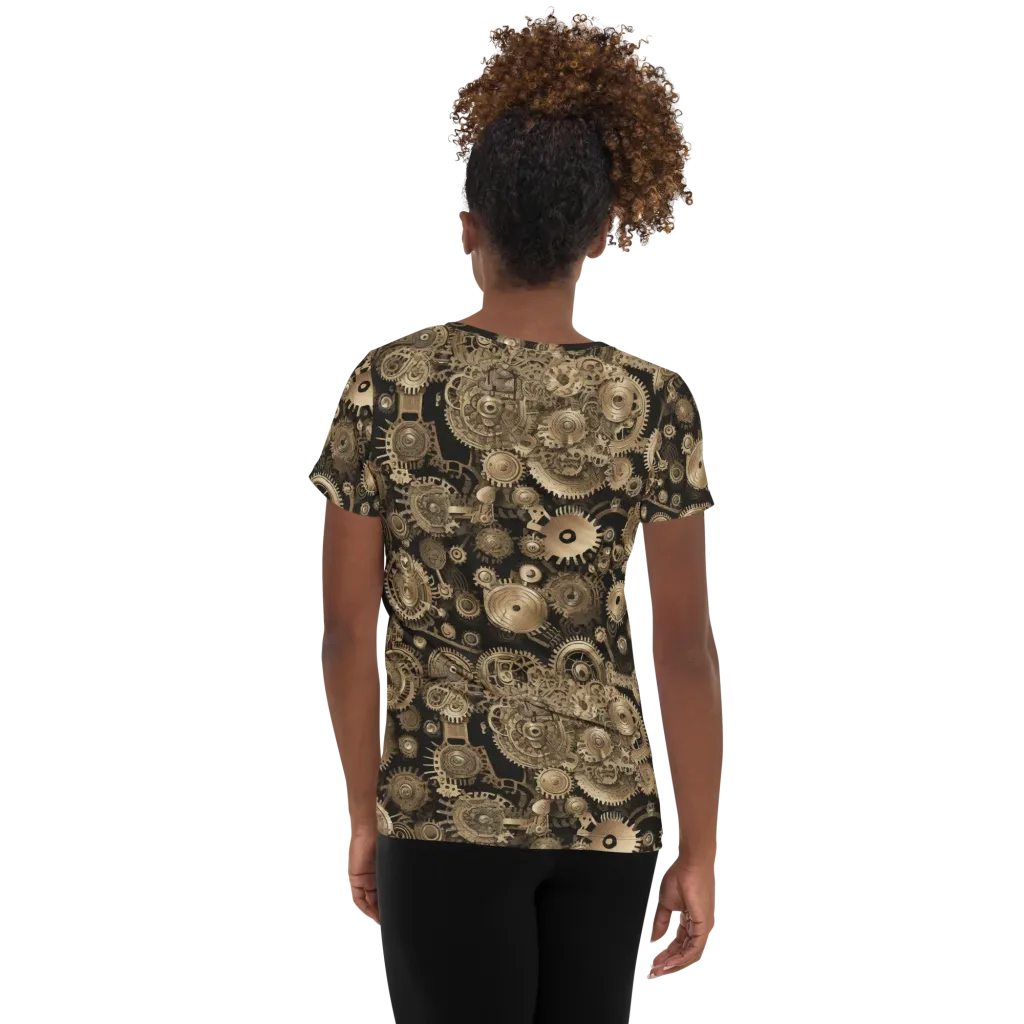 Brasswork Bloom on Women's Athletic T-Shirt — Back