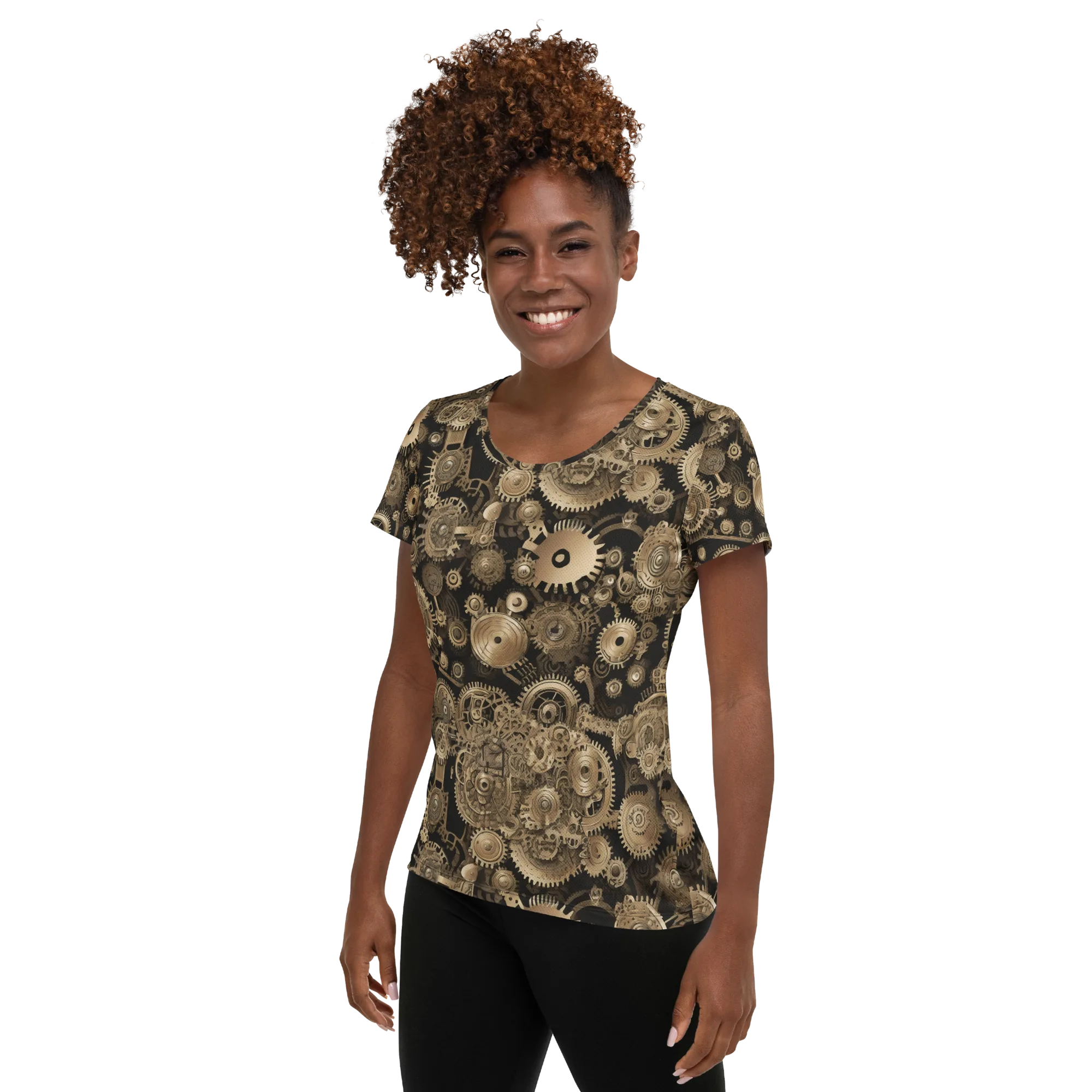 Brasswork Bloom on Women's Athletic T-Shirt — Left