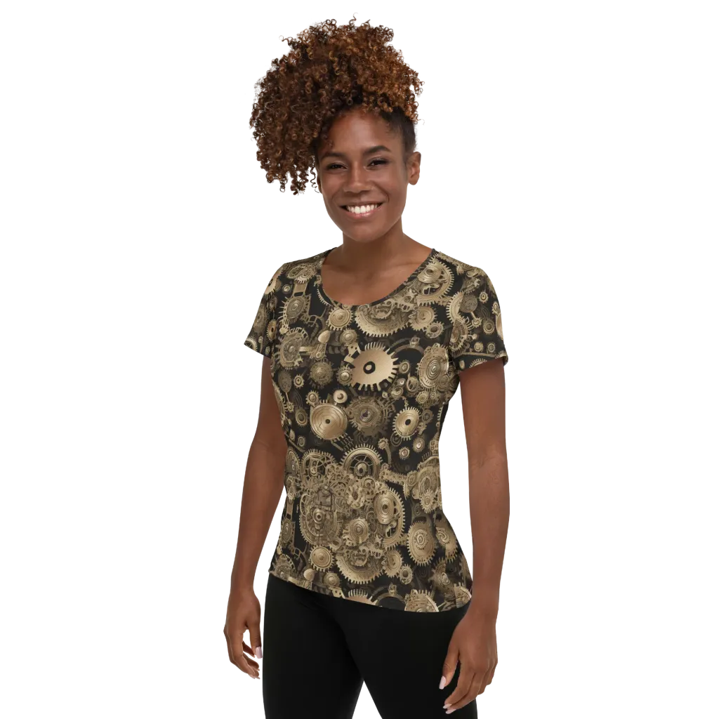 Brasswork Bloom on Women's Athletic T-Shirt — Left