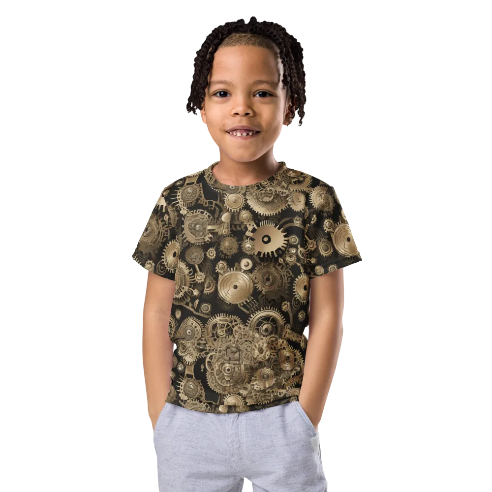Brasswork Bloom on Kids Crew Neck T-Shirt — Front