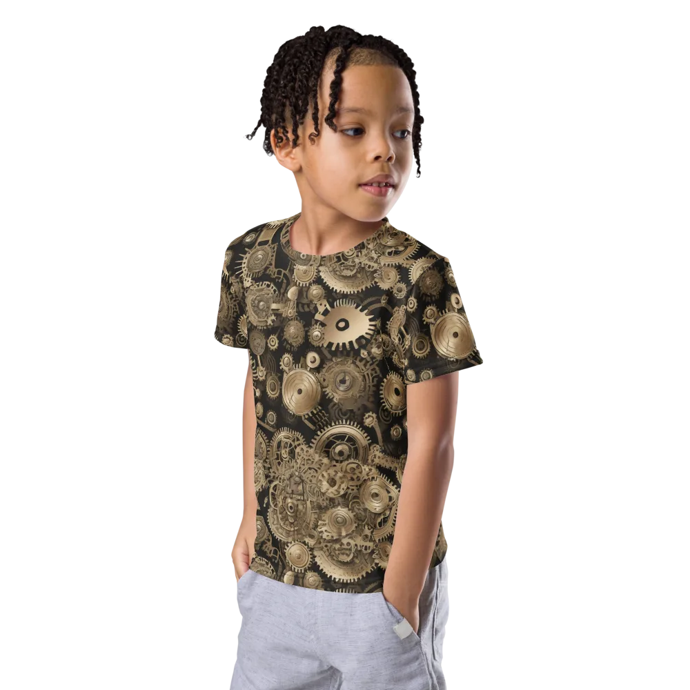 Brasswork Bloom on Kids Crew Neck T-Shirt — Left Front