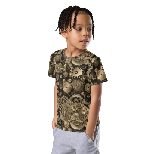 Brasswork Bloom on a Kids Crew Neck T-Shirt