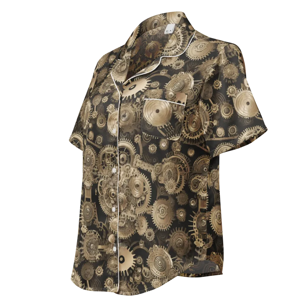 Brasswork Bloom on Women's Short Sleeve Pajama Top — Left Front