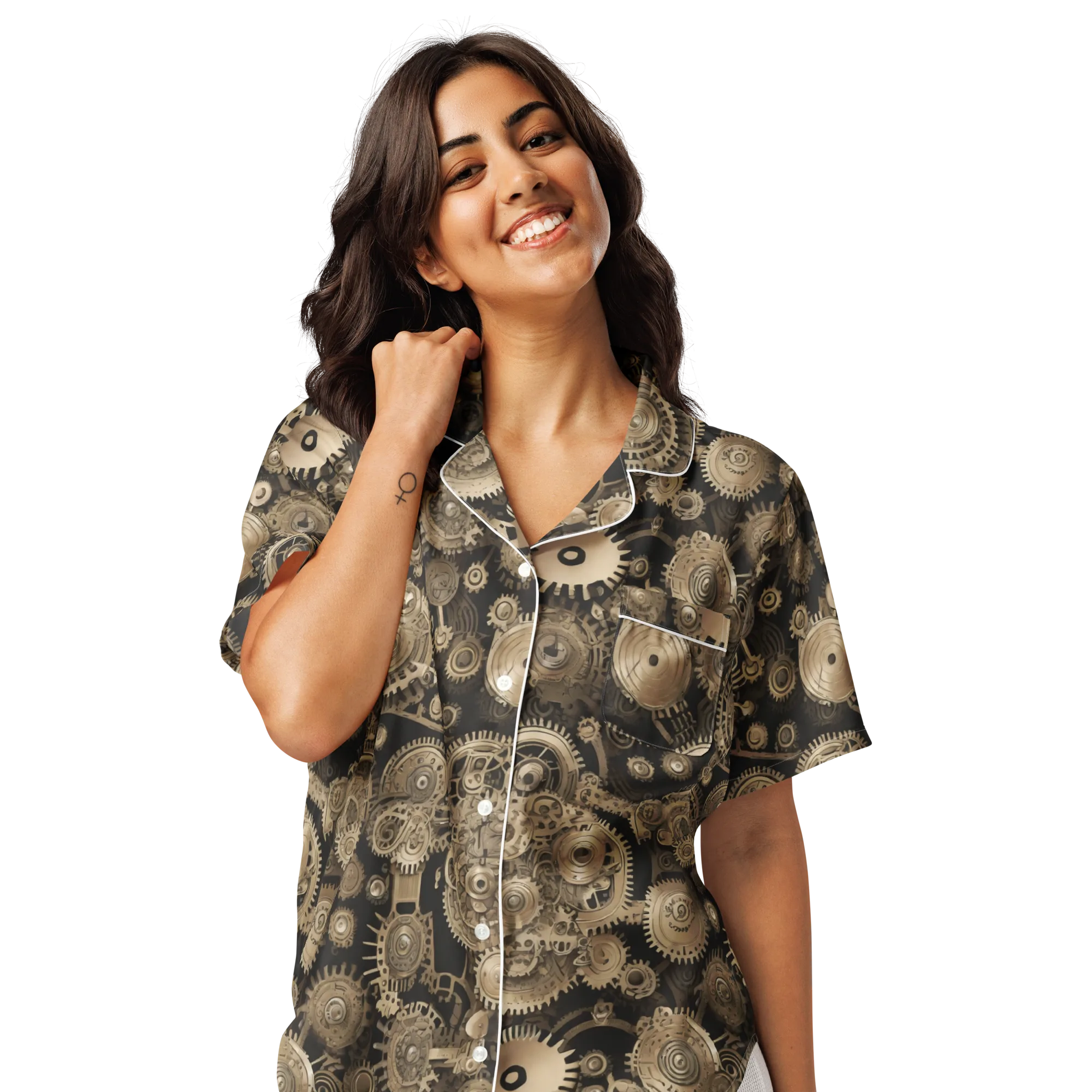 Brasswork Bloom on Women's Short Sleeve Pajama Top — Front