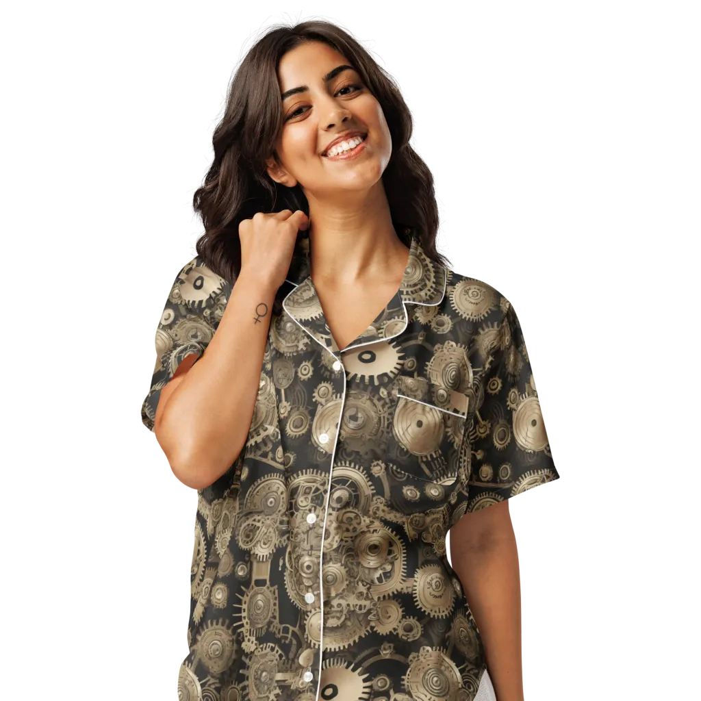 Brasswork Bloom on Women's Short Sleeve Pajama Top — Front