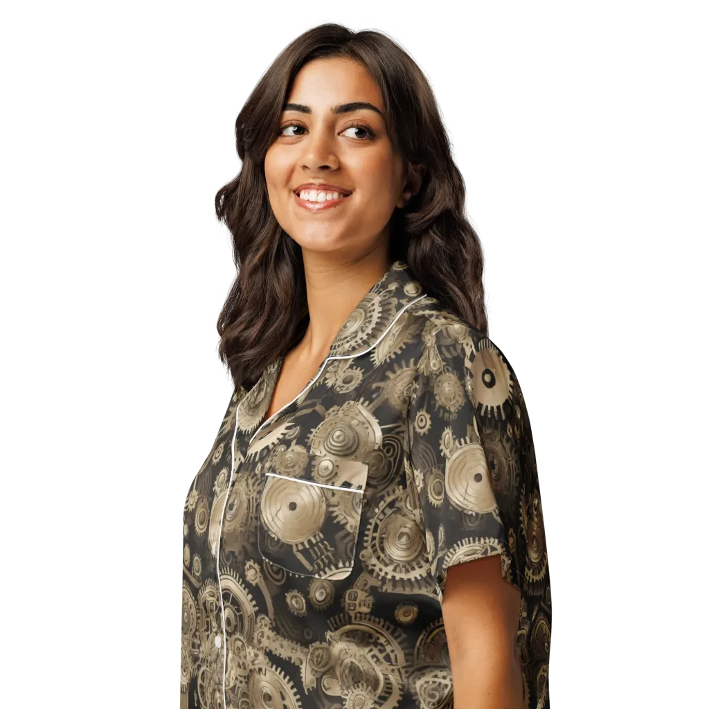 Brasswork Bloom on Women's Short Sleeve Pajama Top — Left Front