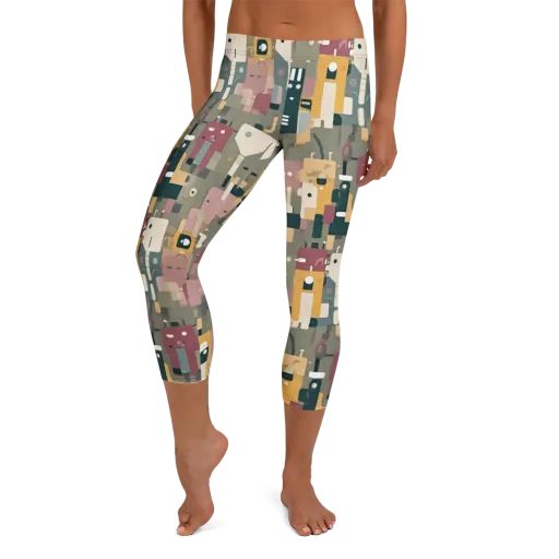 Robot Reverie on a Capri Leggings