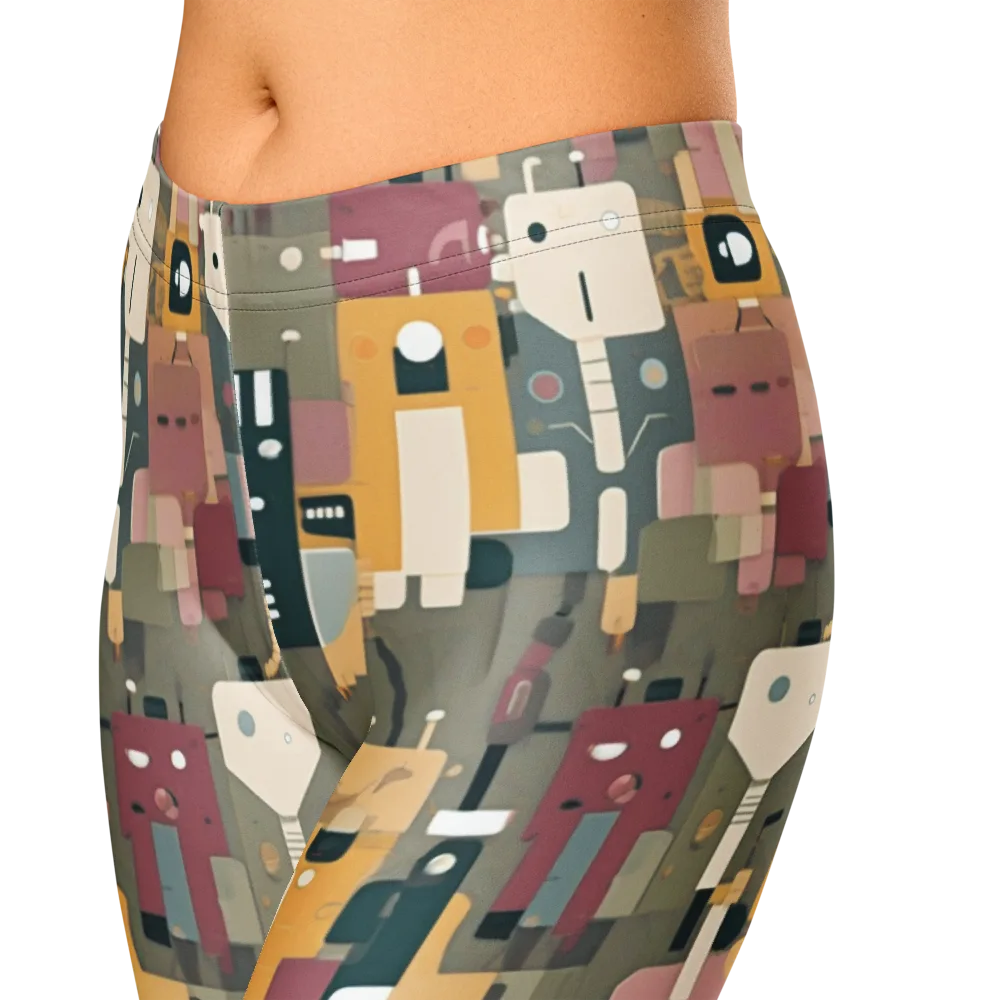 Robot Reverie on Capri Leggings — Zoomed-in