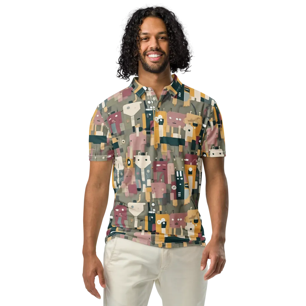 Robot Reverie on Men's Slim Fit Polo Shirt — Front