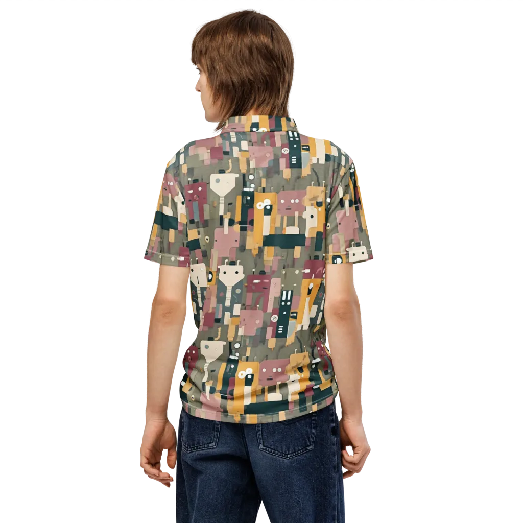Robot Reverie on Men's Slim Fit Polo Shirt — Back