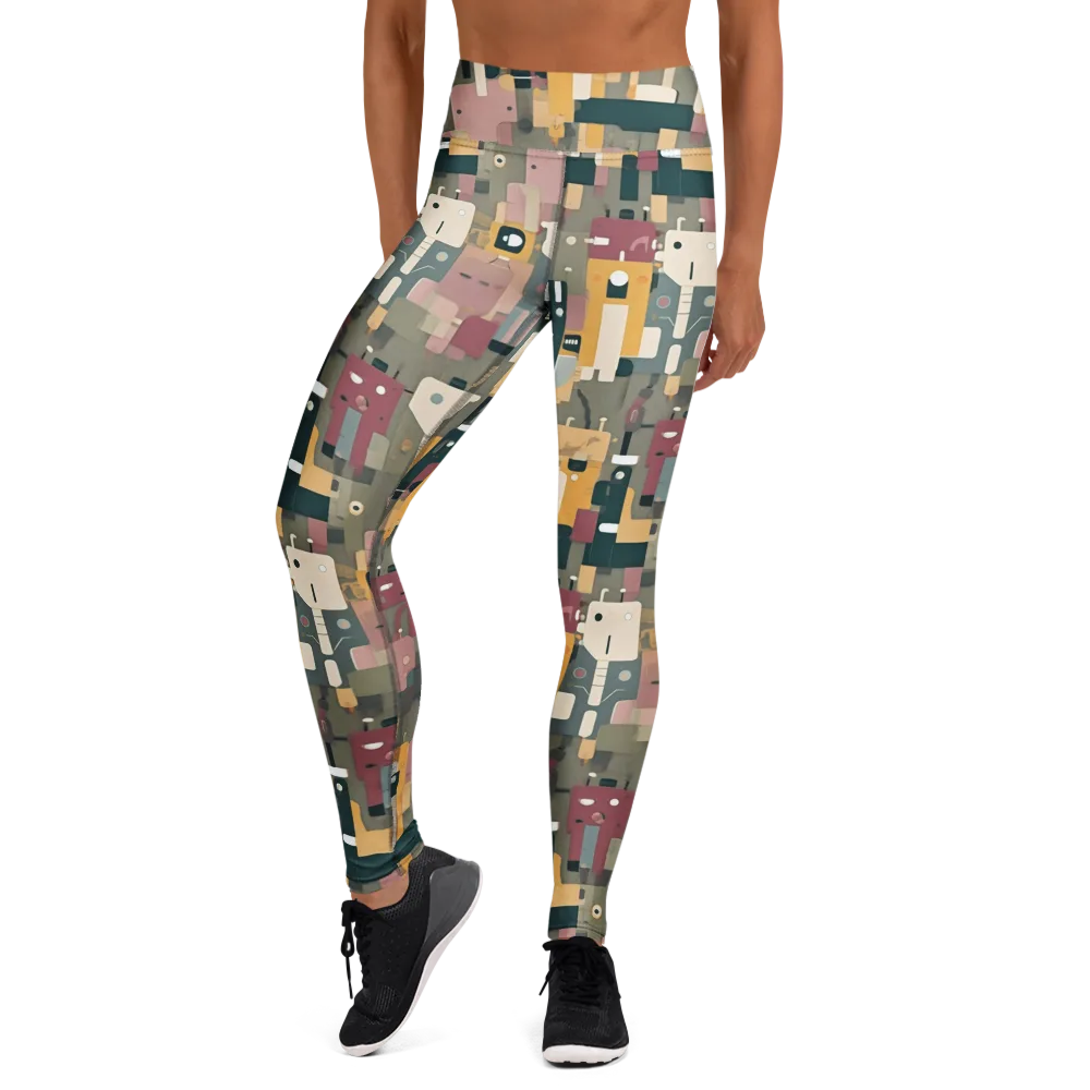 Robot Reverie on Yoga Leggings — Front