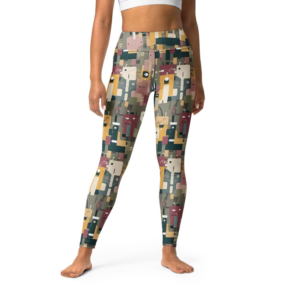 Robot Reverie on Yoga Leggings — Front