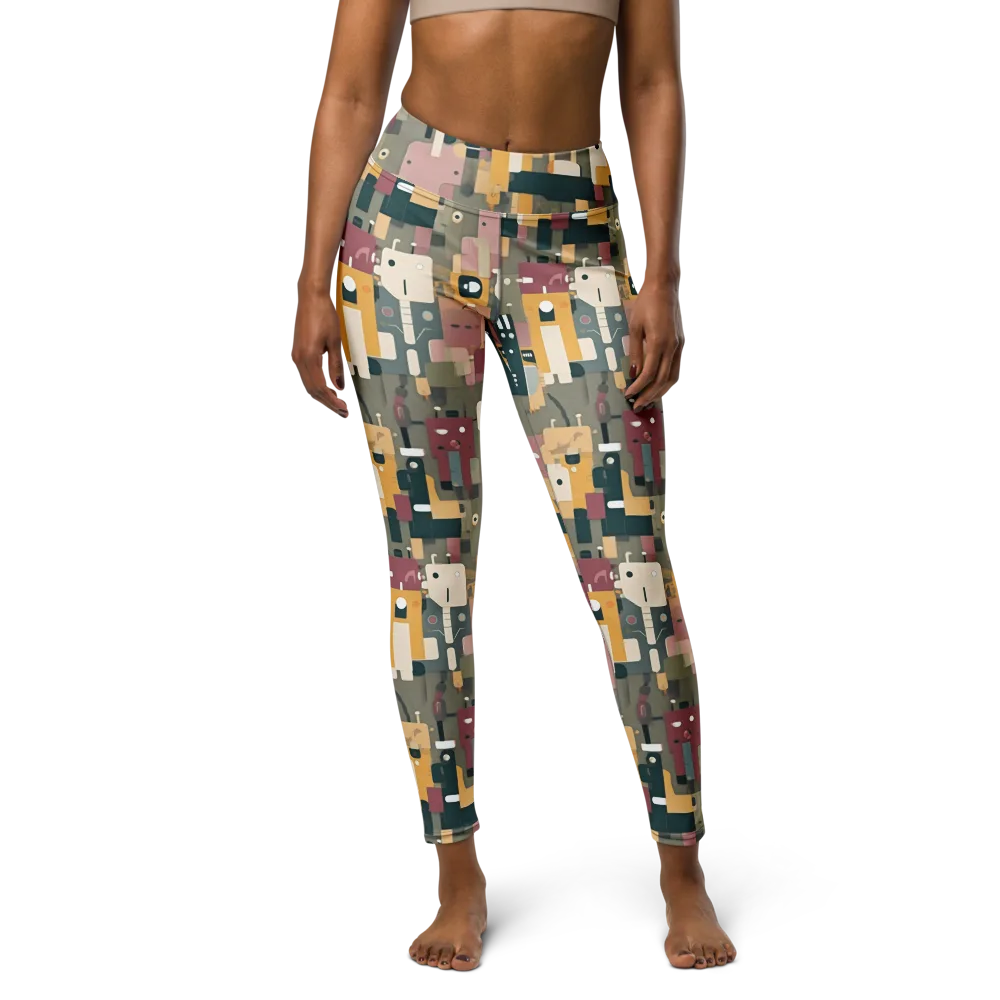 Robot Reverie on Yoga Leggings — Front
