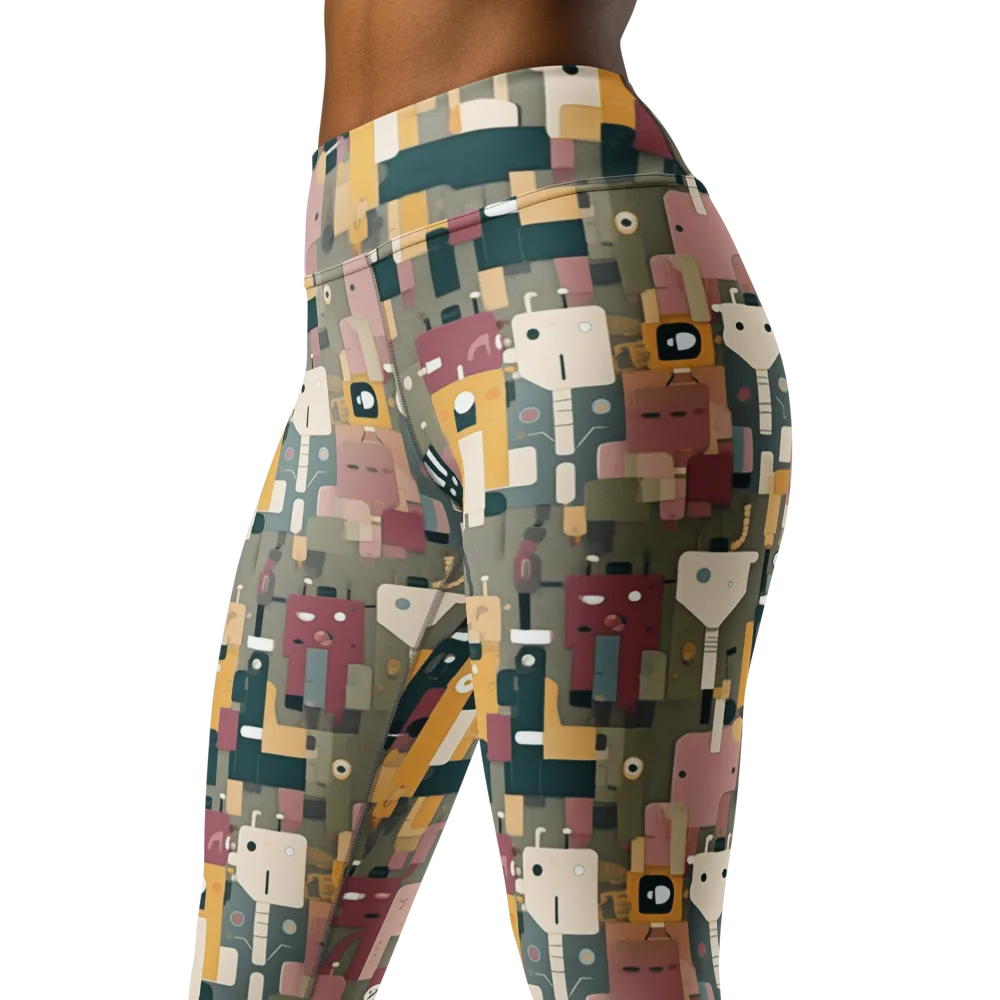 Robot Reverie on Yoga Leggings — Left Front