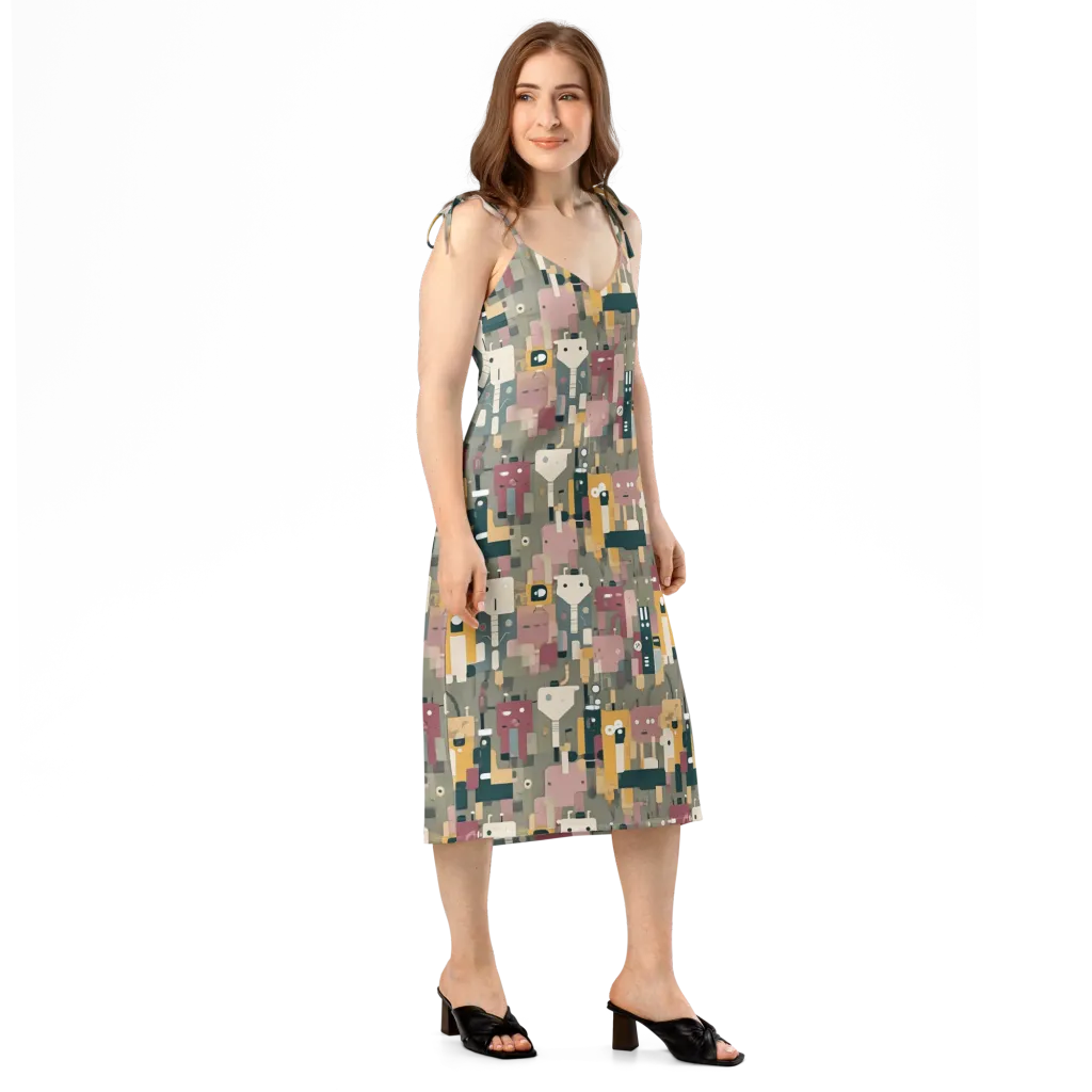 Robot Reverie on Slip Dress — Right Front