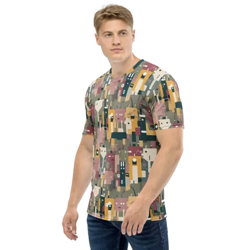 Robot Reverie on a Men's Crew Neck T-Shirt