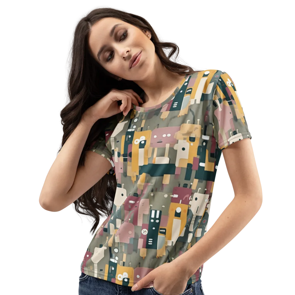 Robot Reverie on Women's Crew Neck T-Shirt — Left Front