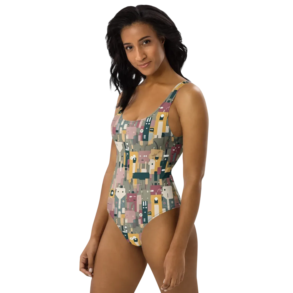 Robot Reverie on One-Piece Swimsuit — Left
