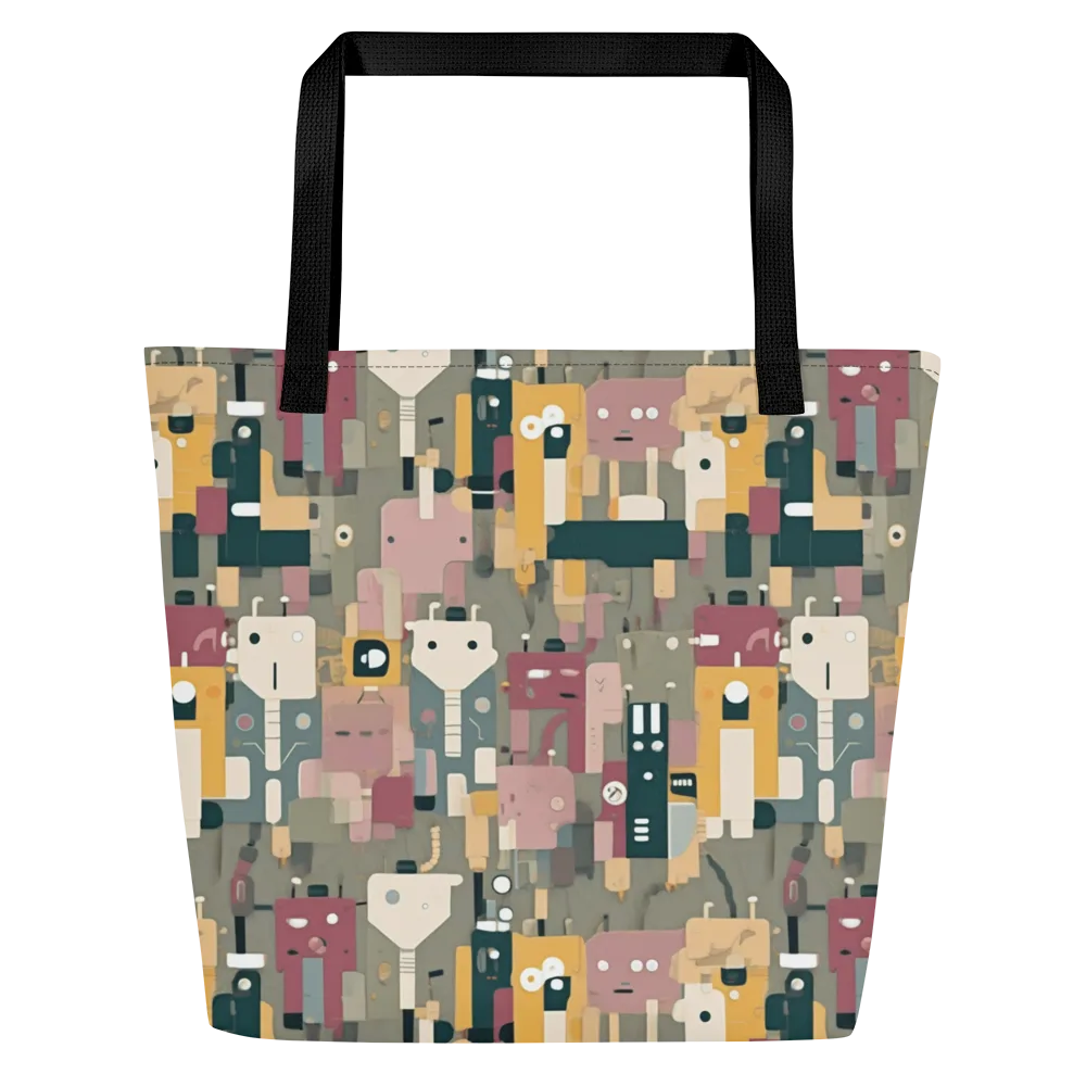 Robot Reverie on Large Tote Bag W/ Pocket — Front