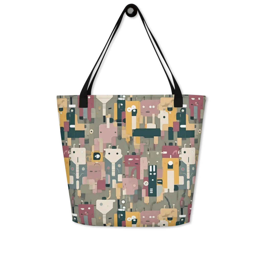 Robot Reverie on Large Tote Bag W/ Pocket — Front