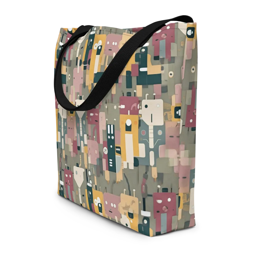 Robot Reverie on Large Tote Bag W/ Pocket — Front