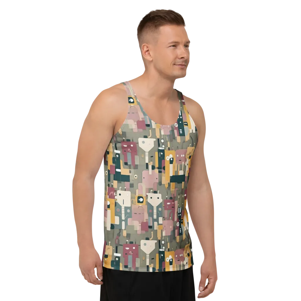 Robot Reverie on Men's Tank Top — Right Front