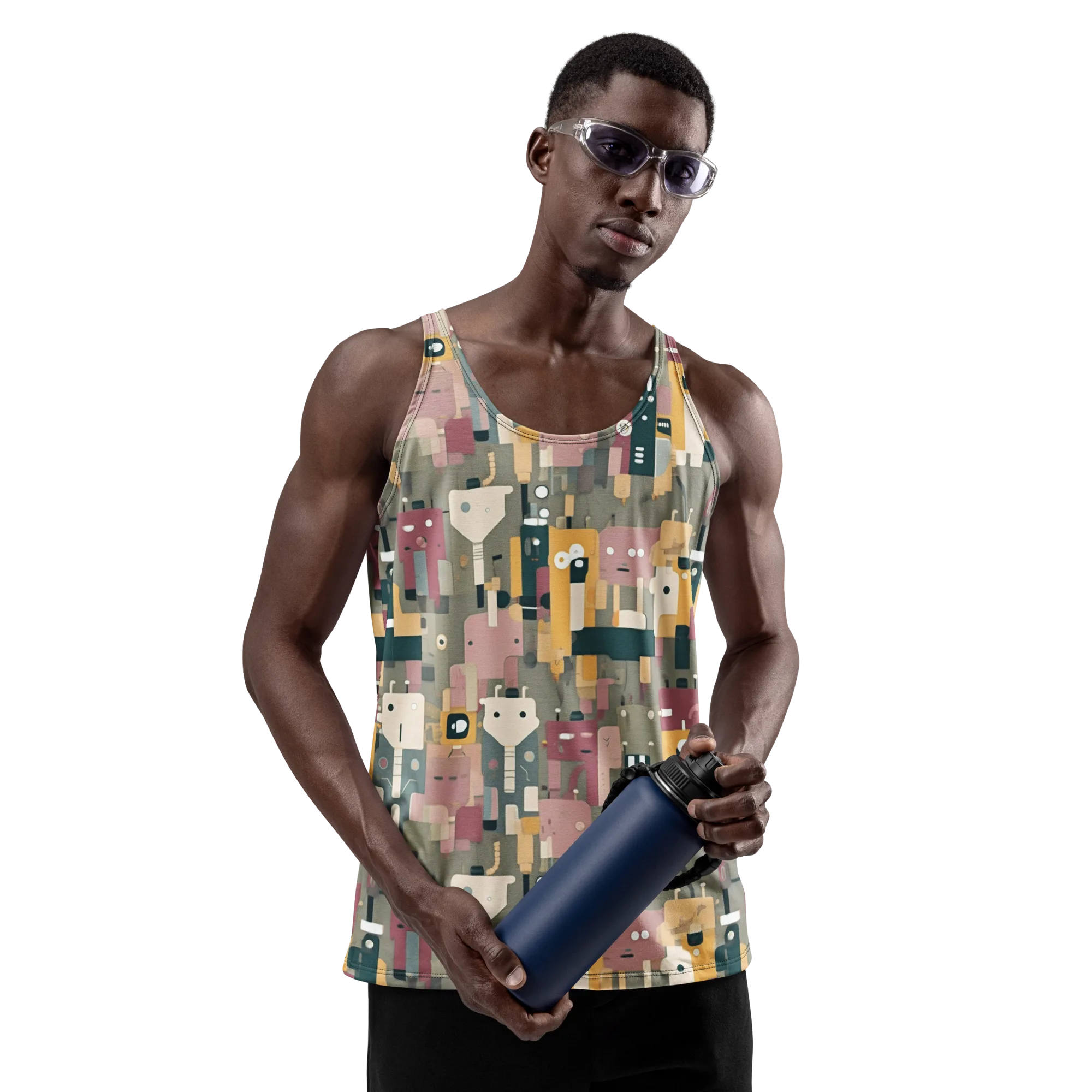 Robot Reverie on Men's Tank Top — Front