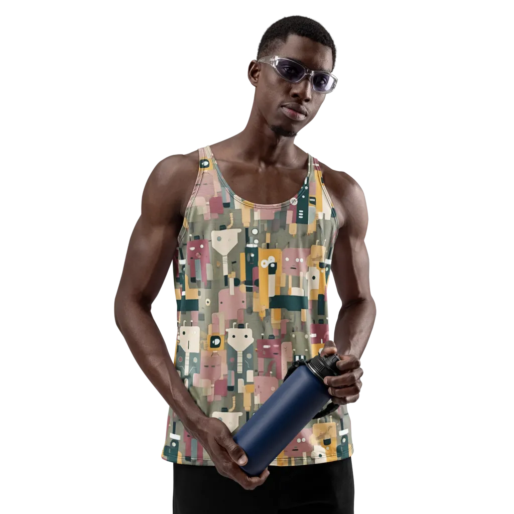 Robot Reverie on Men's Tank Top — Front