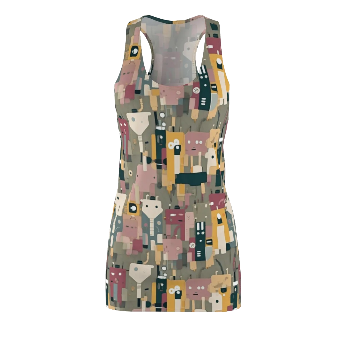 Robot Reverie on Racerback Dress — Front