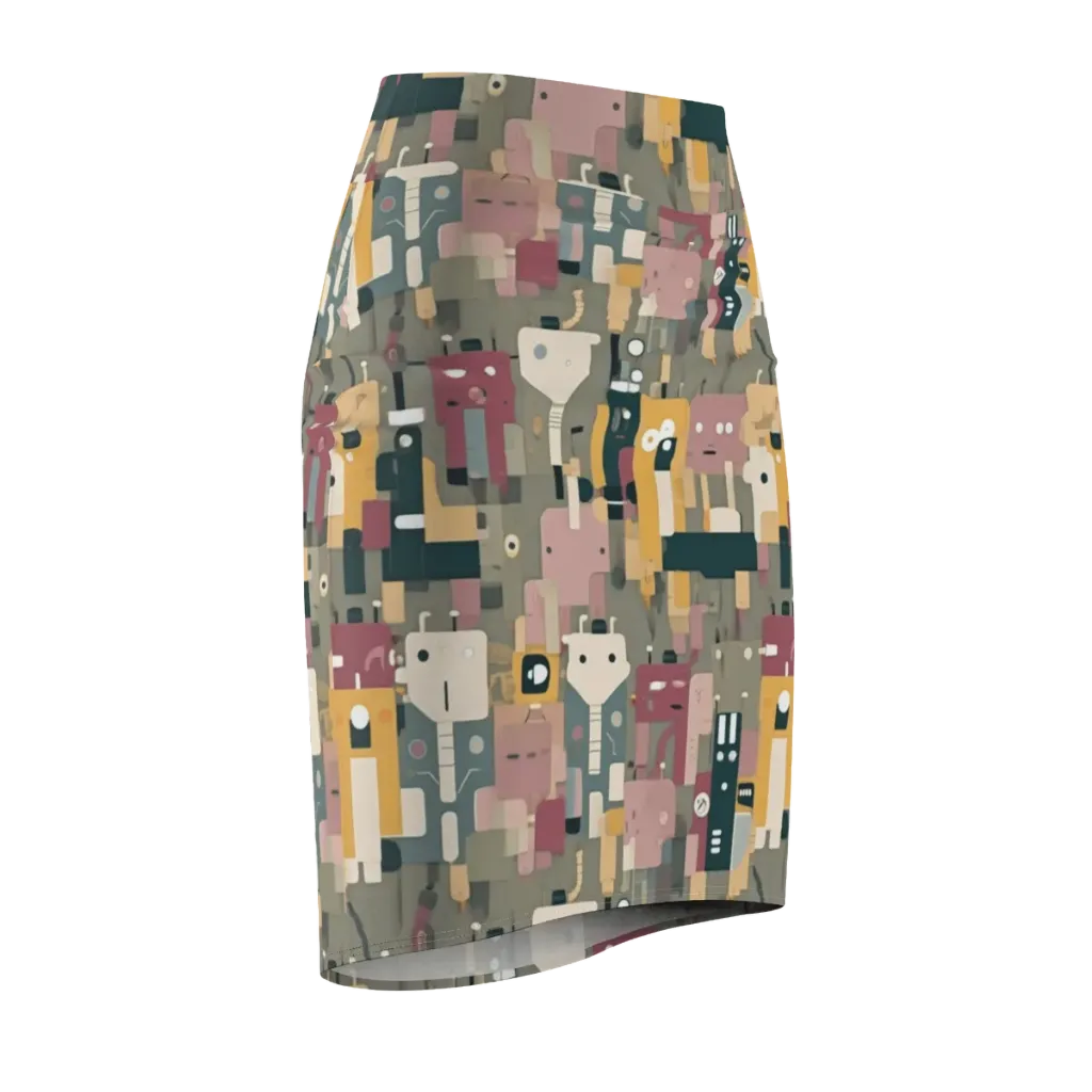 Robot Reverie on Pencil Skirt — Front Side
