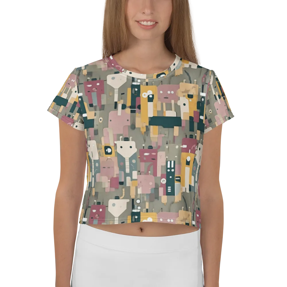 Robot Reverie on Crop Tee — Front