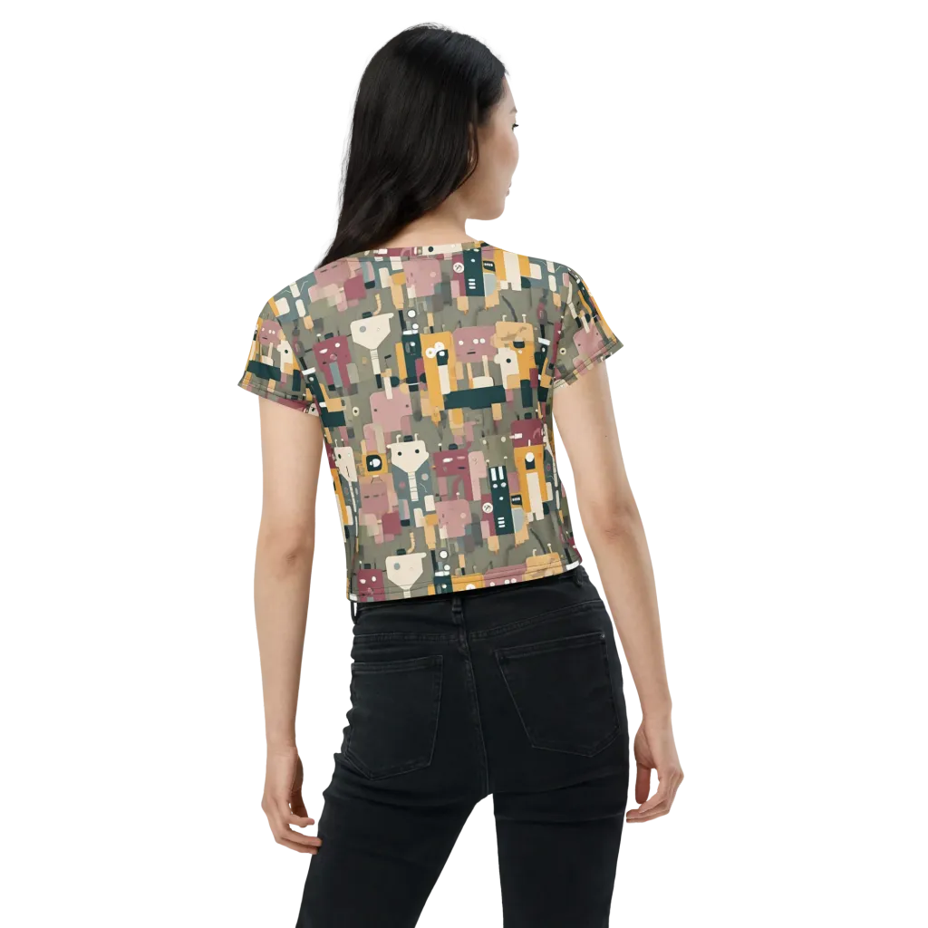 Robot Reverie on Crop Tee — Back