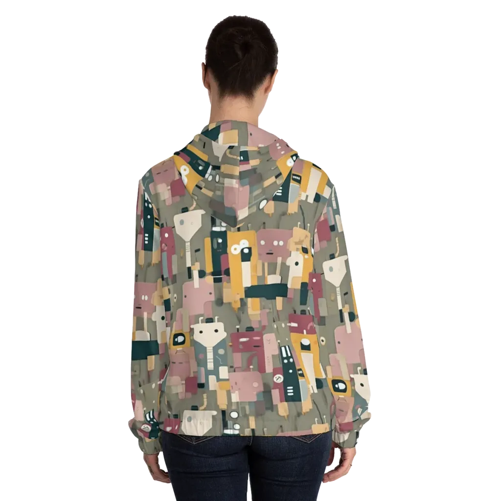 Robot Reverie on Women's Full-Zip Hoodie — Back On Person