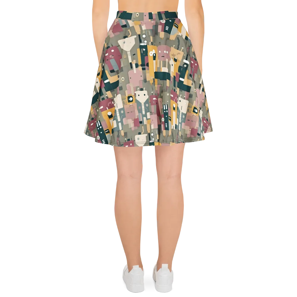 Robot Reverie on Skater Skirt — Back