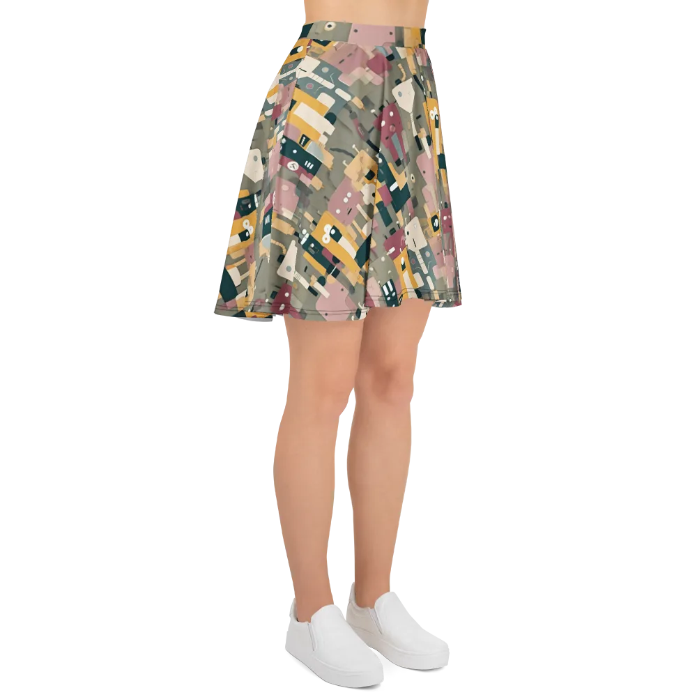 Robot Reverie on Skater Skirt — Right