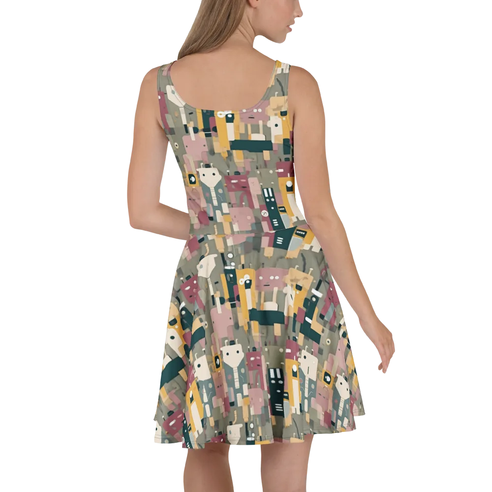 Robot Reverie on Skater Dress — Back