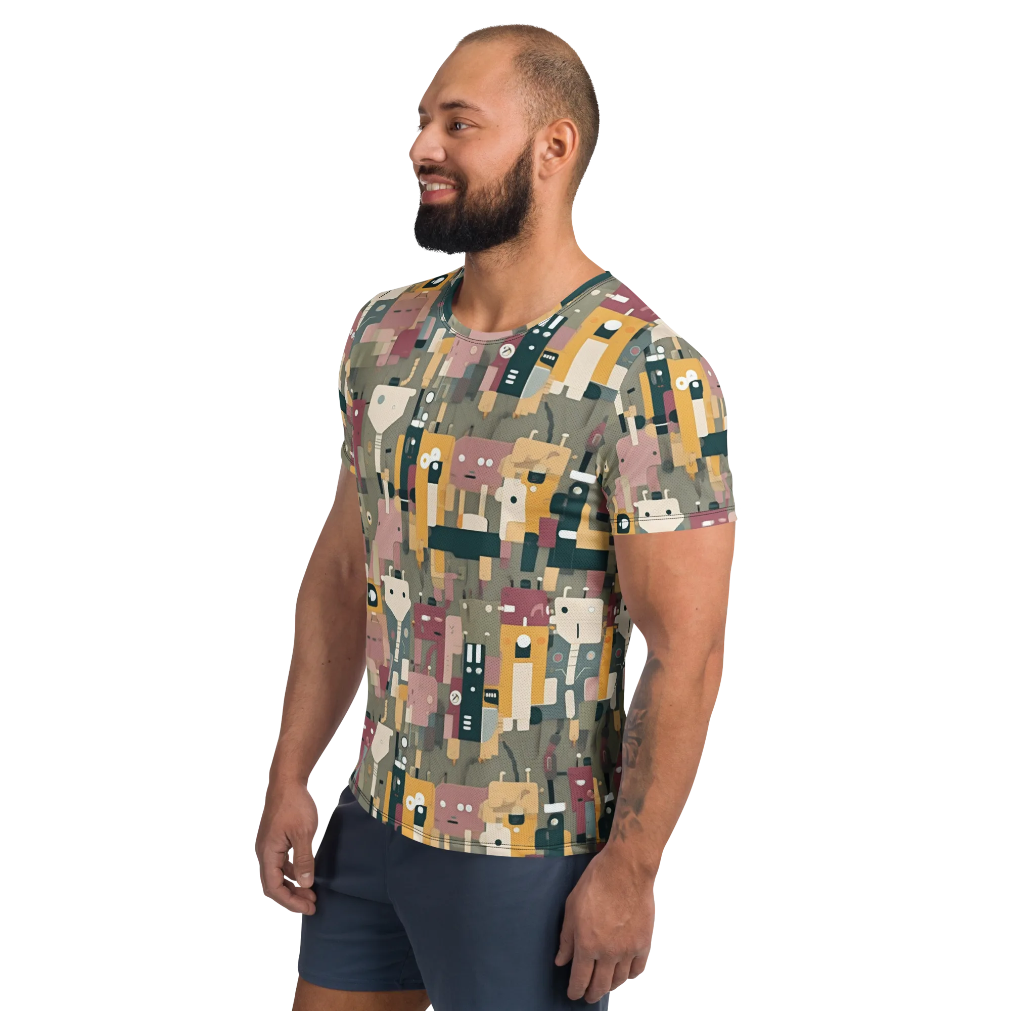 Robot Reverie on Men's Athletic T-Shirt — Left